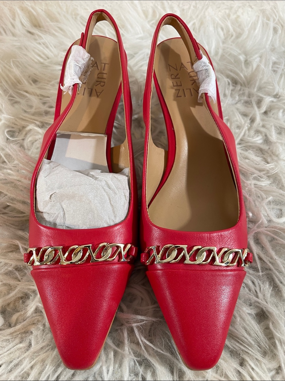 NATURALIZER Dovey Pointed Toe Slingback Pumps Heeled Red Size 6 NEW - Picture 2 of 11